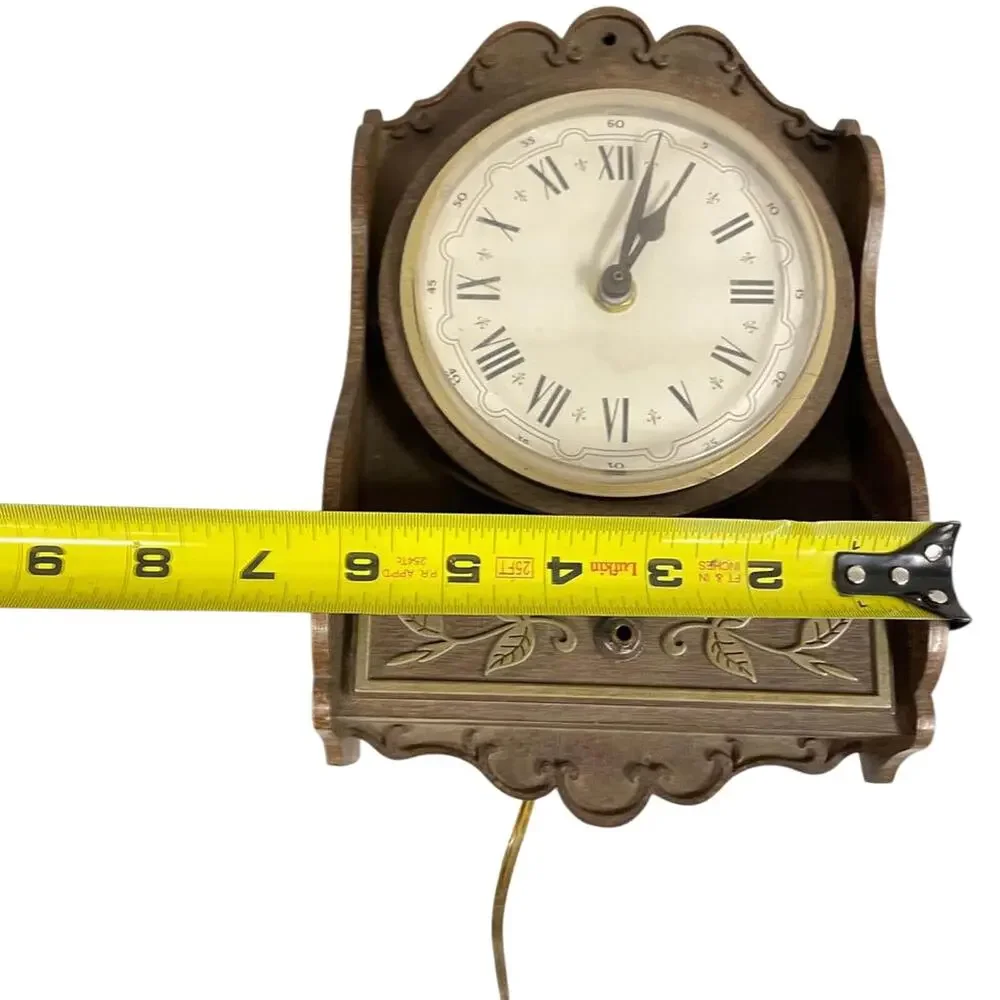Vintage Spartus Wall Hanging Plug In Clock With Drawer For Storage Trinkets HLBN